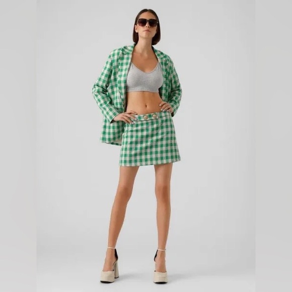 Vero Moda Breelil Tweed Mini Skirt in Green NWT - Picture 5 of 16
